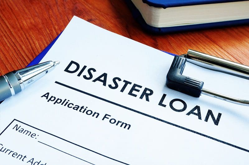 disaster loan application on a desk